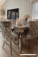 Load image into Gallery viewer, 1.2m Louis Grey Marble &amp; Stainless Steel Dining Table With 4 Dining Chairs