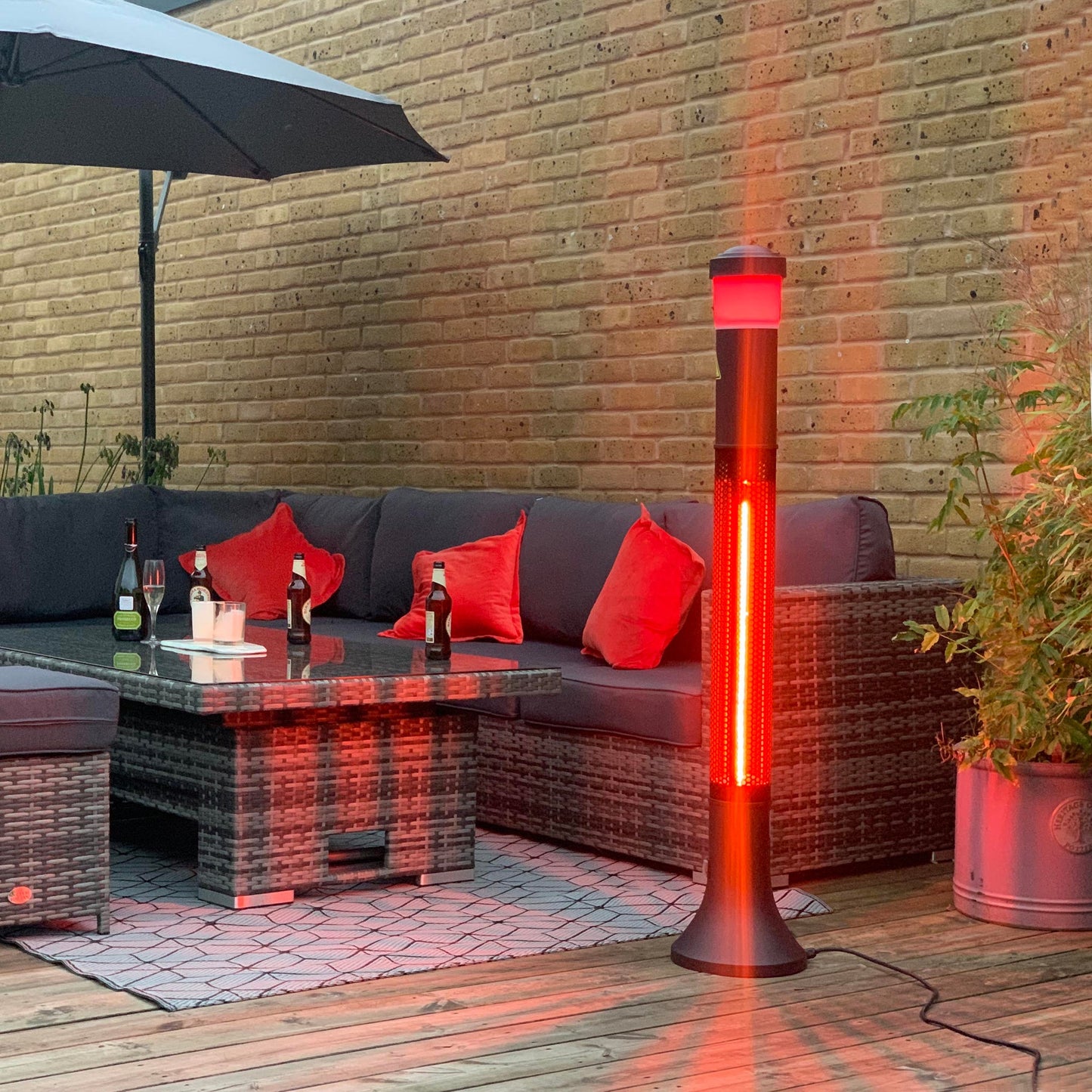 Electric Outdoor Patio Heater with LED Light and Bluetooth Speaker