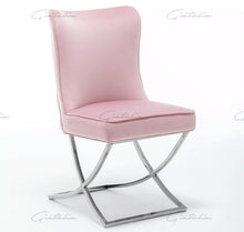Load image into Gallery viewer, Coco X Leg Tufted Pink Dining Chairs