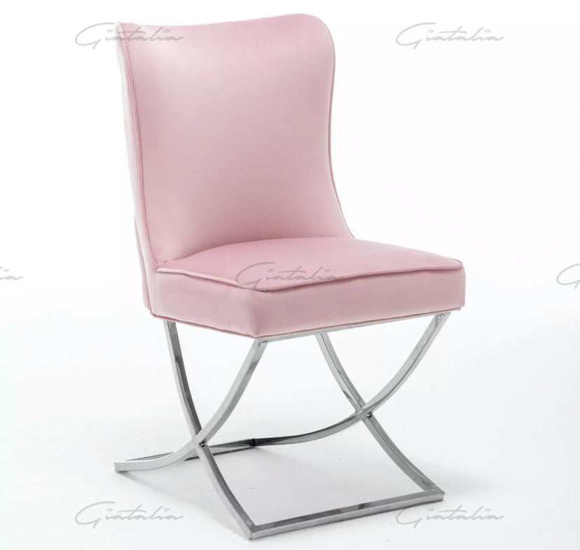 Coco X Leg Tufted Pink Dining Chairs
