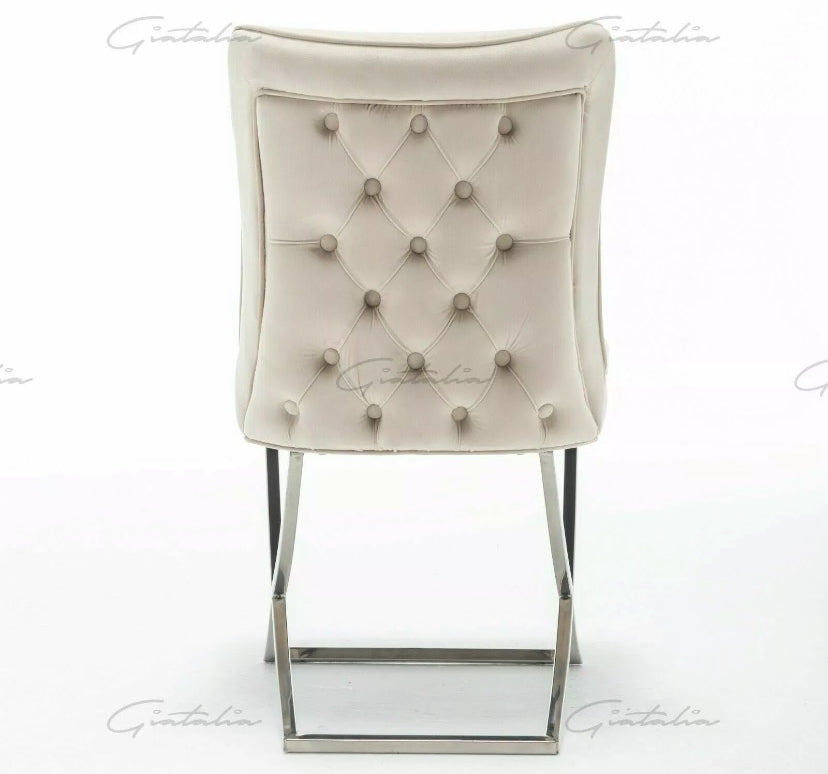 Coco X Leg Tufted Creme Dining Chairs