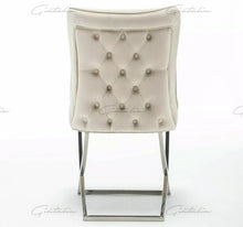 Load image into Gallery viewer, Coco X Leg Tufted Creme Dining Chairs