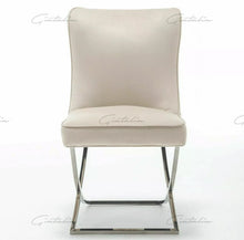 Load image into Gallery viewer, Coco X Leg Tufted Creme Dining Chairs
