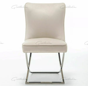 Coco X Leg Tufted Creme Dining Chairs