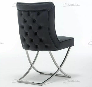 Coco X Leg Tufted Black Dining Chairs