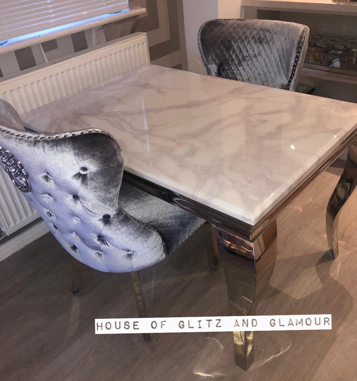 Louis white on sale marble dining table