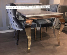 Load image into Gallery viewer, 1.2m Louis White Marble &amp; Stainless Steel Dining Table