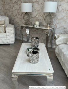 Louis Cream Marble & Chrome Coffee Table 120cm x 60cm x 42cm