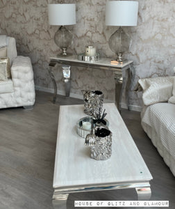Louis Cream Marble & Chrome Coffee Table 120cm x 60cm x 42cm