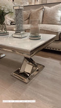 Load image into Gallery viewer, Winsor Smoke White Marble &amp; Stainless Steel Base Coffee Table 120cm x 60cm x 42cm
