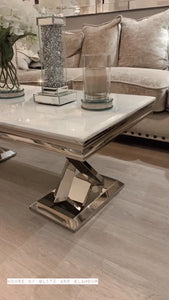 Winsor Smoke White Marble & Stainless Steel Base Coffee Table 120cm x 60cm x 42cm