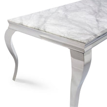 Load image into Gallery viewer, 1.2m Louis Grey Marble &amp; Stainless Steel Dining Table With 4 Dining Chairs