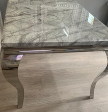 Load image into Gallery viewer, 1.5m Louis Grey Marble &amp; Stainless Steel Dining Table