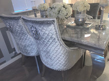 Load image into Gallery viewer, 1.5m Louis Grey Marble &amp; Stainless Steel Dining Table