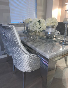 1.5m Louis Grey Marble & Stainless Steel Dining Table