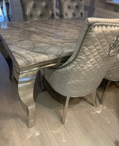 1.5m Louis Grey Marble & Stainless Steel Dining Table