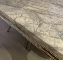 Load image into Gallery viewer, 1.5m Louis Grey Marble &amp; Stainless Steel Dining Table