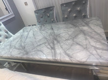 Load image into Gallery viewer, 1.5m Louis Grey Marble &amp; Stainless Steel Dining Table