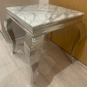 Louis Grey Marble & Stainless Steel Lamp / Side Table