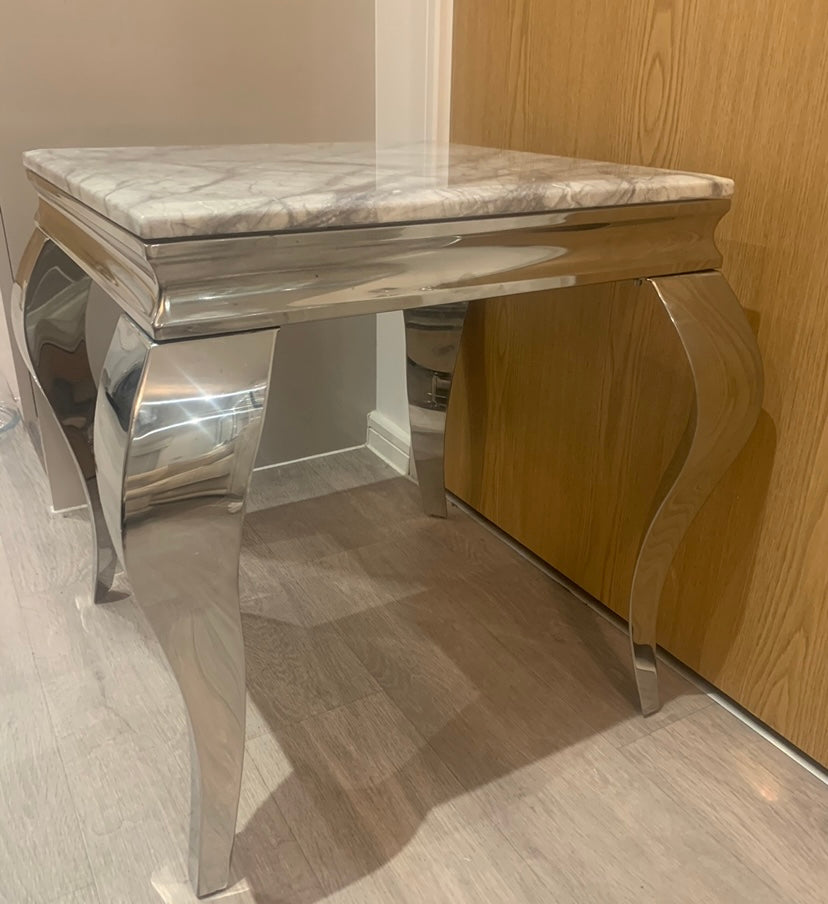 Louis Grey Marble & Stainless Steel Lamp / Side Table