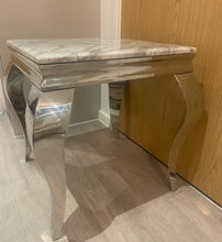 Load image into Gallery viewer, Louis Grey Marble &amp; Stainless Steel Lamp / Side Table