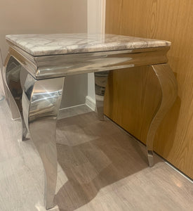 Louis Grey Marble & Stainless Steel Lamp / Side Table