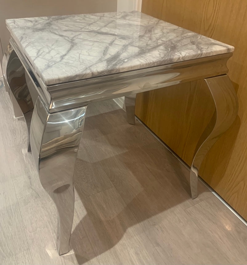 Louis Grey Marble & Stainless Steel Lamp / Side Table