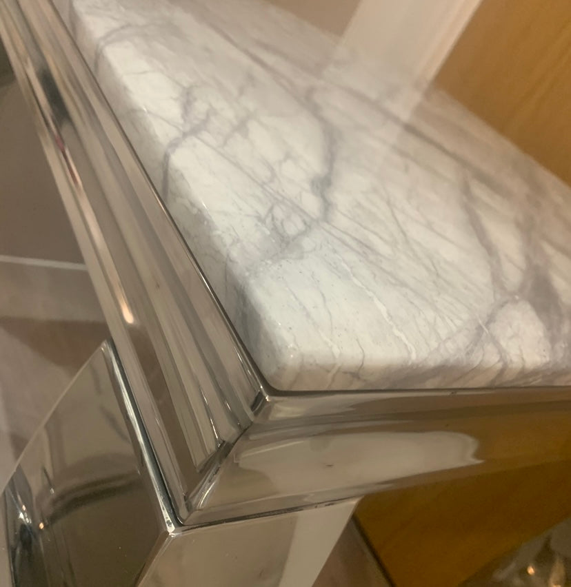 Louis Grey Marble & Stainless Steel Lamp / Side Table