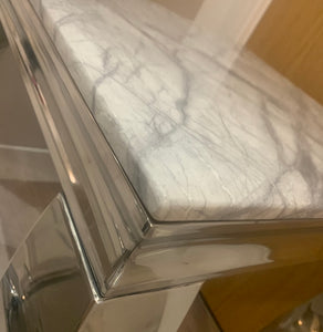 Louis Grey Marble & Stainless Steel Lamp / Side Table