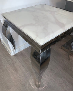 Louis White Marble & Stainless Steel Lamp / Side Table