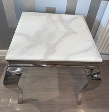 Load image into Gallery viewer, Louis White Marble &amp; Stainless Steel Lamp / Side Table