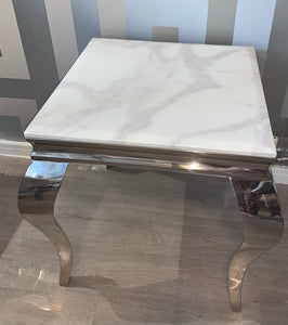 Louis White Marble & Stainless Steel Lamp / Side Table