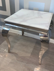 Louis White Marble & Stainless Steel Lamp / Side Table