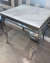 Load image into Gallery viewer, Louis White Marble &amp; Stainless Steel Lamp / Side Table