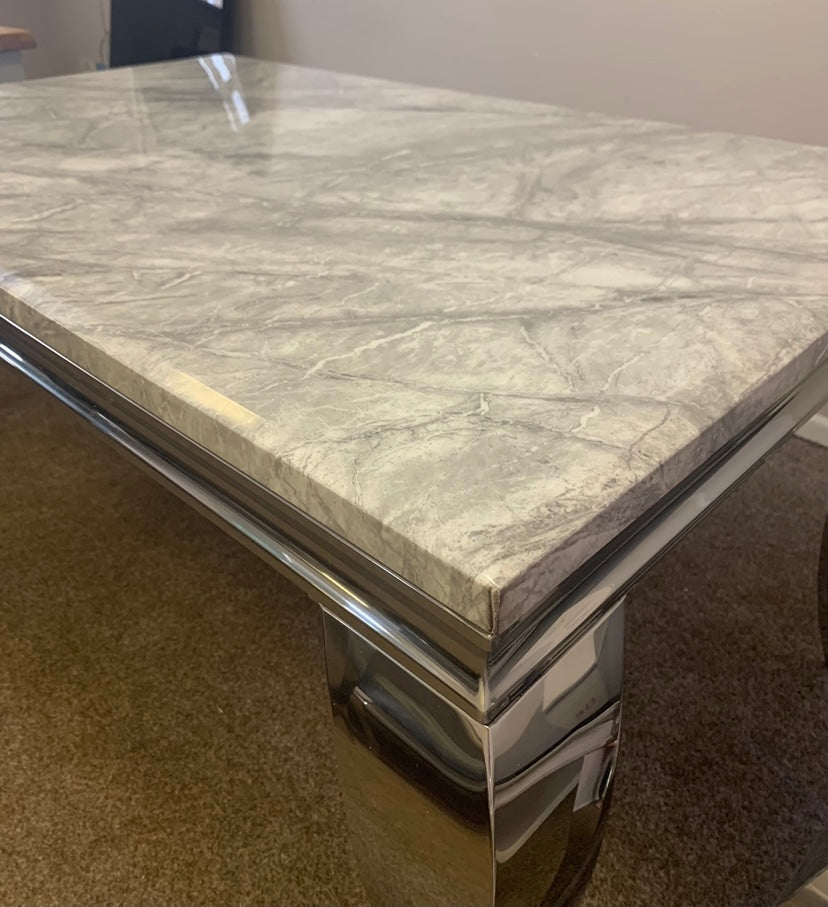 Louis Grey Marble & Stainless Steel Coffee Table 120cm x 60cm x 42cm