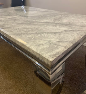 Louis Grey Marble & Stainless Steel Coffee Table 120cm x 60cm x 42cm