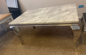 Louis Grey Marble & Stainless Steel Coffee Table 120cm x 60cm x 42cm