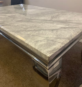 Louis Grey Marble & Stainless Steel Coffee Table 120cm x 60cm x 42cm