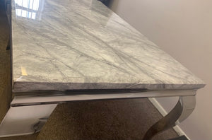 Louis Grey Marble & Stainless Steel Coffee Table 120cm x 60cm x 42cm