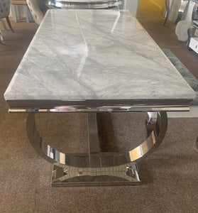 1.5m Arianna Grey Marble & Stainless Steel Circular Base Dining Table