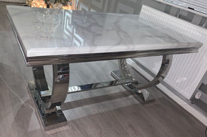 1.5m Arianna White  Marble & Stainless Steel Circular Base  Dining Table