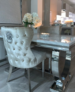 1.5m Arianna White Marble Stainless Steel Circular Base Dining