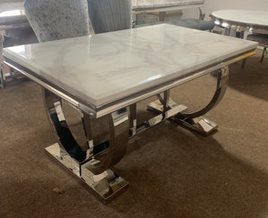 1.8m Arianna White Marble & Stainless Steel Circular Base Dining Table