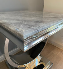 Load image into Gallery viewer, Arianna Grey Marble &amp; Stainless Steel Circular Lamp / Side Table 50cm x 50cm