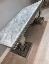 Load image into Gallery viewer, Arianna Grey Marble &amp; Stainless Steel Circular Base Coffee Table 120cm x 60cm x 42cm
