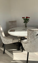 Load image into Gallery viewer, Winsor Round 1.3m White Marble Top With Stainless Steel Base Dining Table