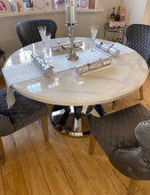 Load image into Gallery viewer, Winsor Round 1.3m White Marble Top With Stainless Steel Base Dining Table