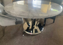 Load image into Gallery viewer, Winsor Round 1.3m Grey Marble Top With Stainless Steel Base Dining Table