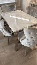 Load image into Gallery viewer, 1.5m Louis White Dining Table + 4 Tufted Knocker Back Chairs