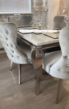 Load image into Gallery viewer, 1.5m Louis White Dining Table + 4 Tufted Knocker Back Chairs